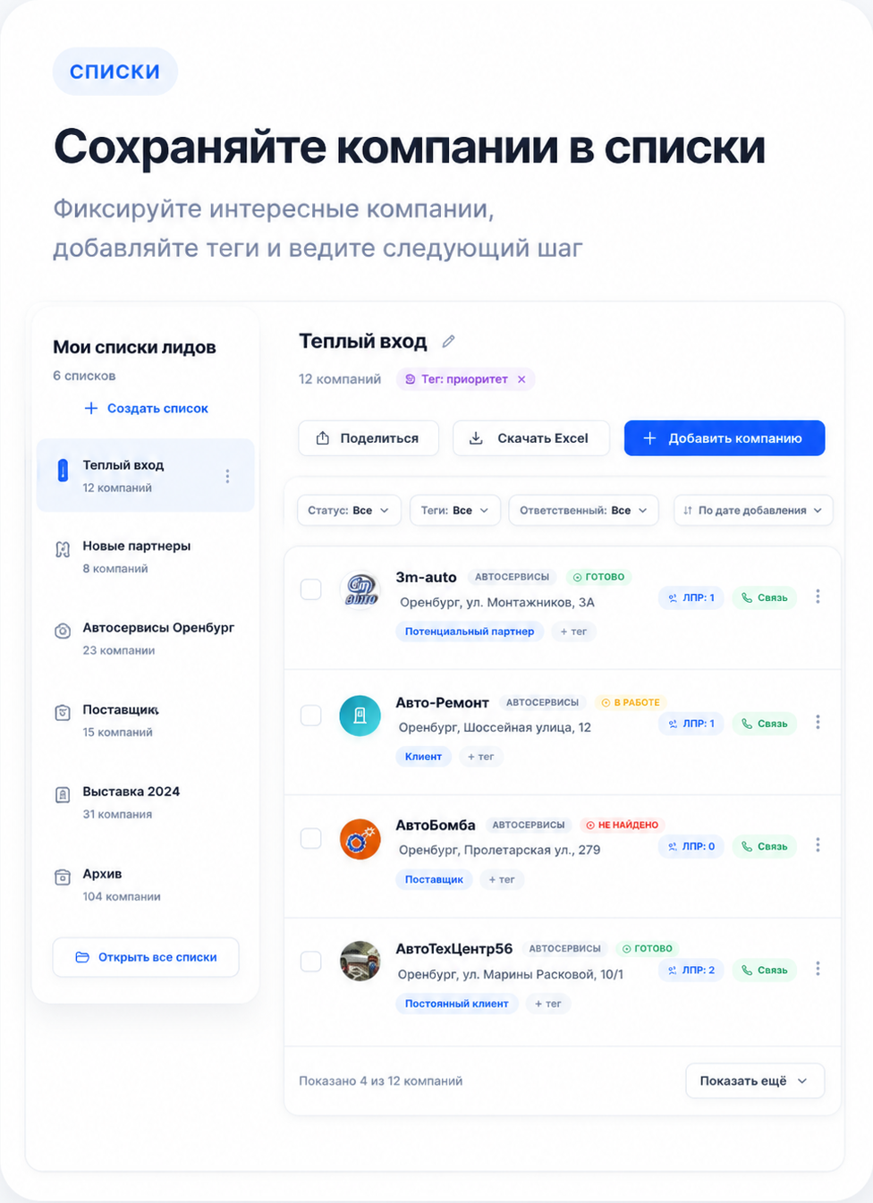 Аналитика поиска компаний